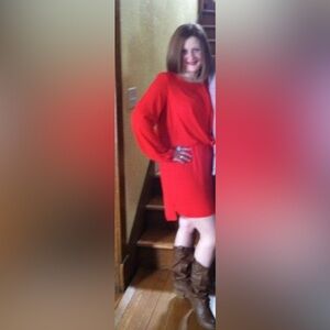 Vince Camuto Vibrant Red Long Sleeve Dress